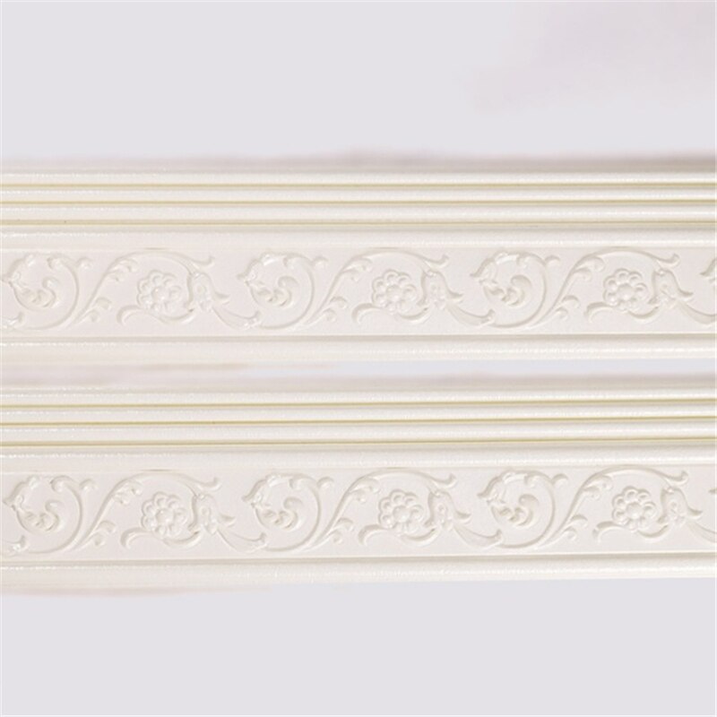 3D Embossed Wallpapers Waist Line Living Room Bedroom Baseboard Self Adhesive Wallpaper Borders Foam Background Baseboard Decor: White