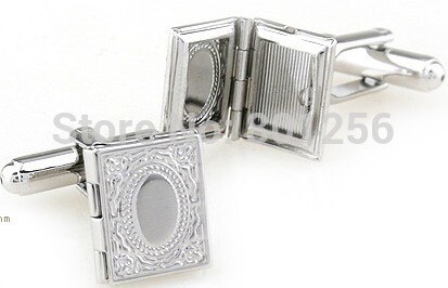 Dos homens livres do transporte Abotoaduras cor prata photo frame design homens material de cobre abotoaduras whoelsale & retail