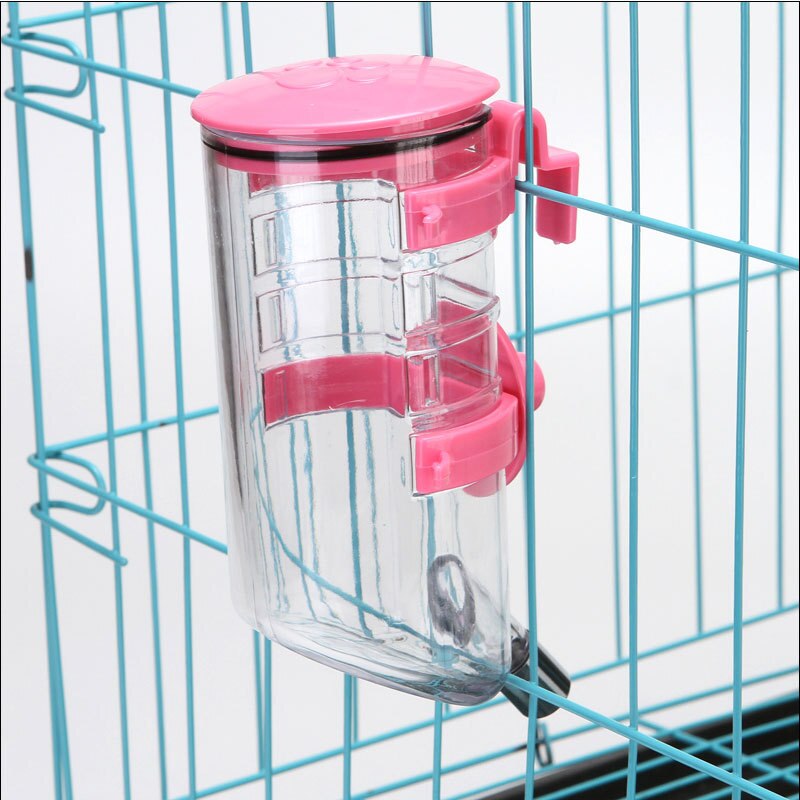 Pet Water Bottle Automatic Leak-Proof Clean Sanitation Hanging Water Dispenser Puppy Cat Guinea Pig Squirrel Drinking Feeder: Pink / 350ML