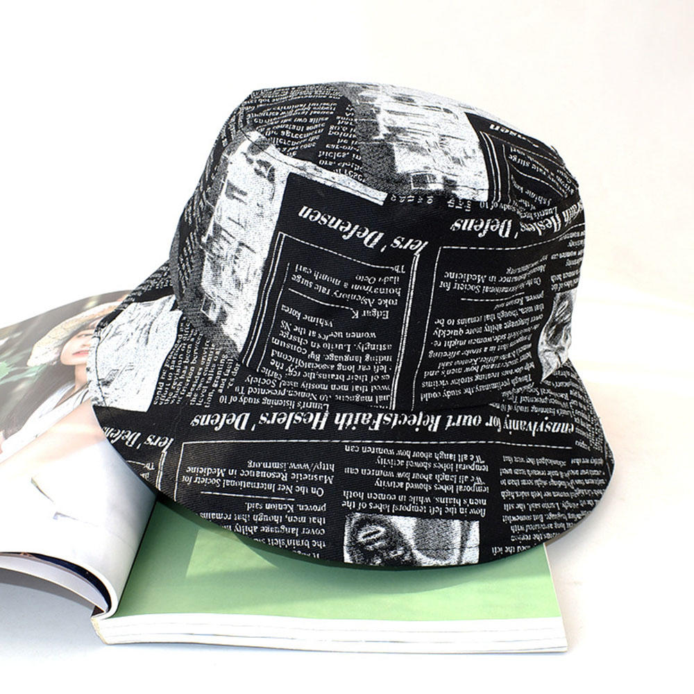 1 Pcs Vintage Newspaper Pattern Bucket Hats Women Men's Panama Hat Fishing Hat Fisherman Cap Casual Sun Hat