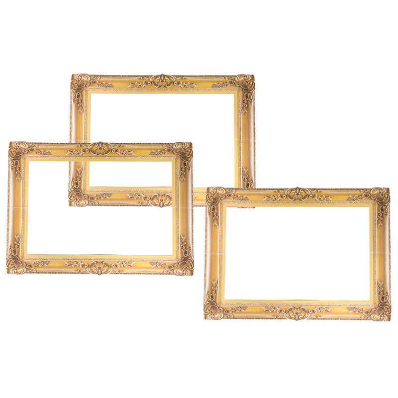 3Pcs Wedding Photography Photobooth Props DIY Paper Picture Frames Photo Props Party DIY Accessoties (Golden)