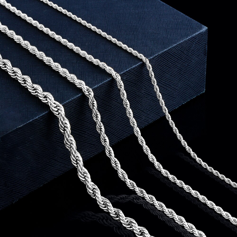 Rope Chain Necklace for Women Men Stainless Steel Twisted Necklace Jewelry 2/3/4/5/6/7 Width