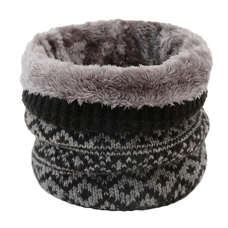 Vinter tykk strikket hals smekke halsvarmer ring skjerf utendørs skiklatring skjerf fløyels krage skjerf unisex twist ring skjerf: Svart
