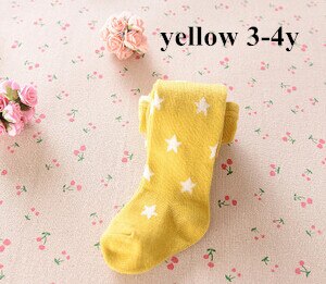 Dziewczynek rajstopy noworodka rajstopy dziecięce miękka bawełniana obcisłe pończochy dziecięce gwiazda niemowlę małe dziewczynki ubrania 2018: żółty 3 to 4Y