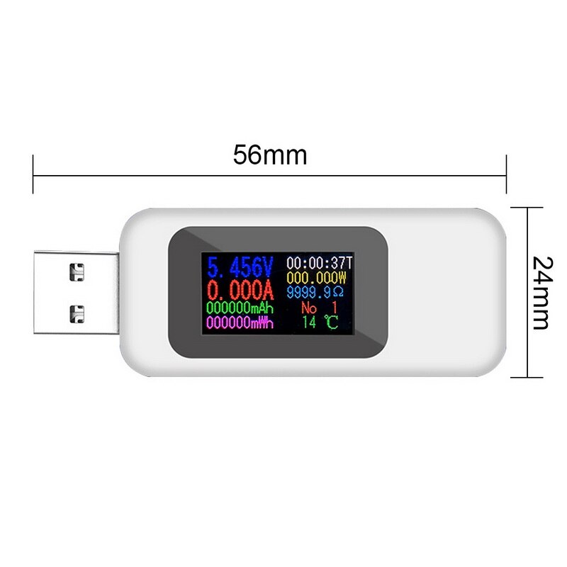 Usb tester multimeter digital strøm- og spændingsmåler kapacitet strømoplader detektor til smartphone: Mx18 usb hvid