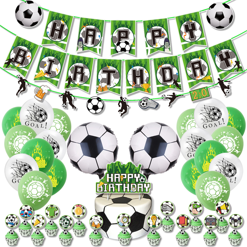 Decoraciones para de cumpleaños con tema de fútbol, globos de fútbol, platos de papel, siesta, laberinto de fútbol, juego, suministros para fiestas deportivas,