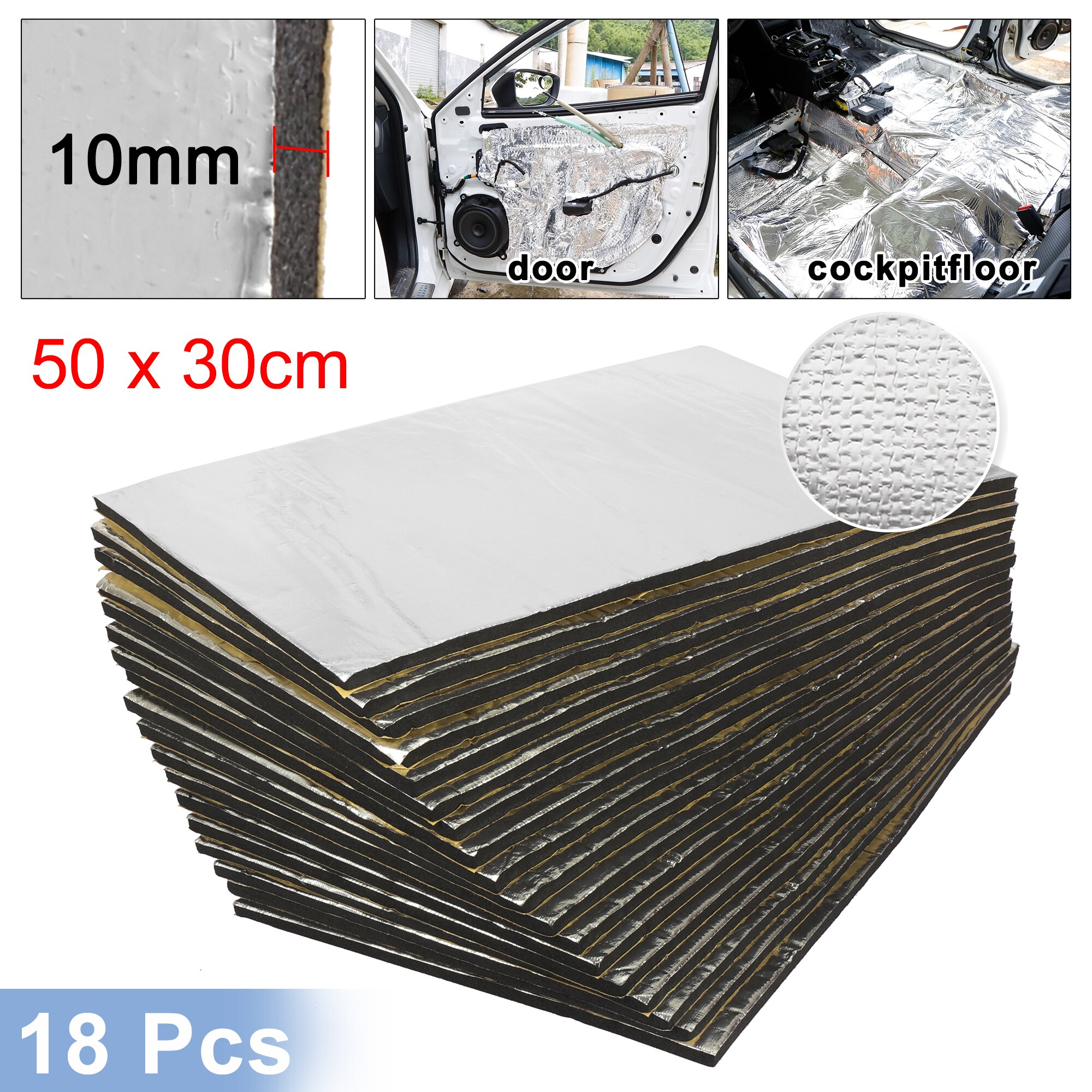 Uxcell-manta isolante de calor e som automotivo, 12 ou 50cm x 30cm, isolamento da temperatura, impermeabilização: 10mm18pcs Alumina