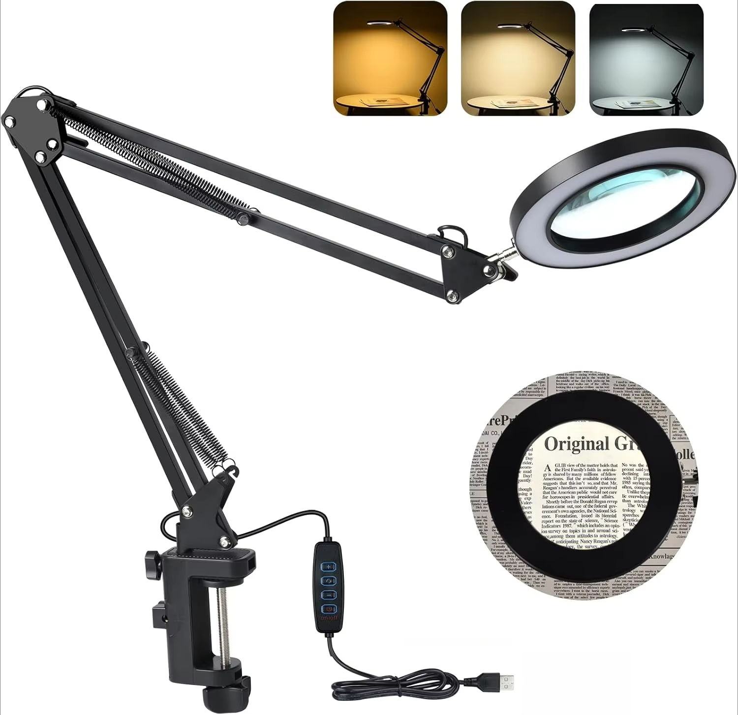 72doprowadziło 10X nowa podświetlana lupa USB 3 kolory doprowadziło szkło powiększające robić naprawy lutownicy/lampy stołowej/pielęgnacji skóry uroda