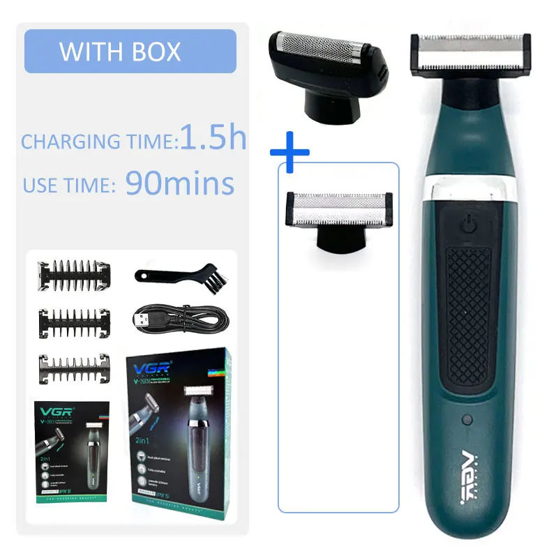 VGR Pubic Hair Trimmer Shaver for Men Body Groomer for Groin & Balls Replaceable Blade Electric Razor IPX5 Waterproof Epilator: Silver