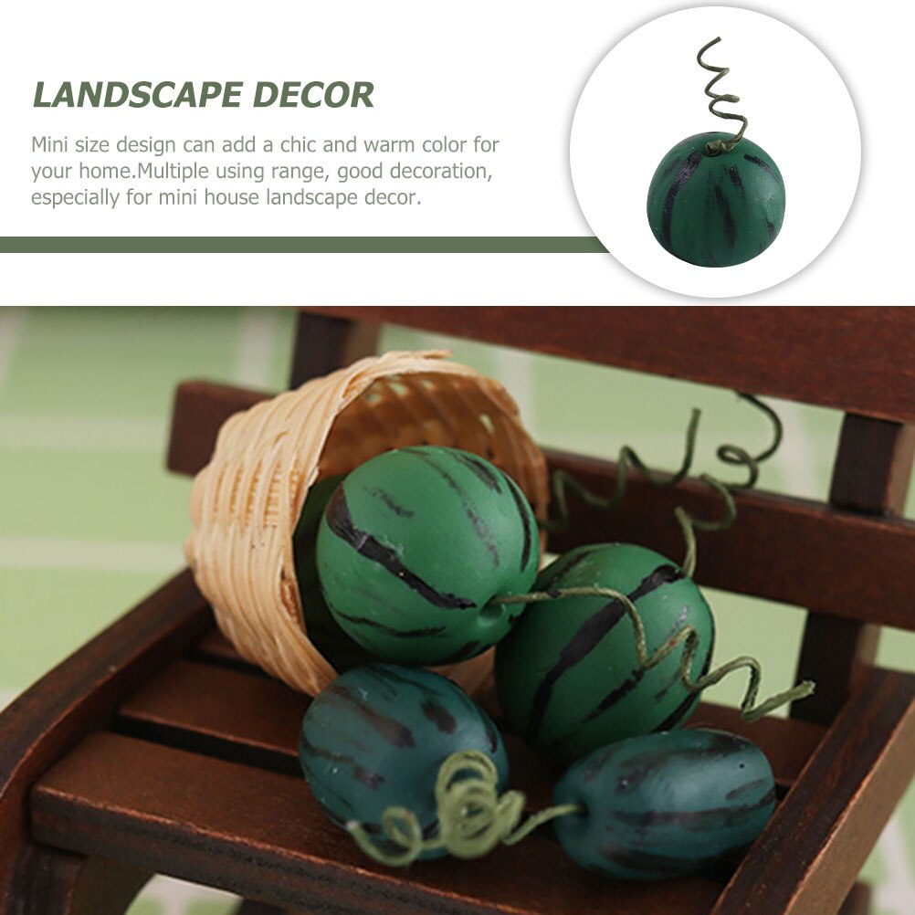 4pcs Simulated Mini Watermelon Model Mini Fruit Model Mini House Scene Decor