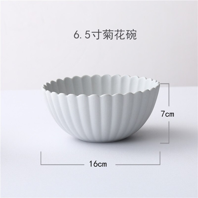 Japanese Style Chrysanthemum Ceramic Dinner Plate Dish Rice Salad Bowl Dessert Plate Dinnerware Set Decorative Tableware: 6.5 inch Daisy Bowl