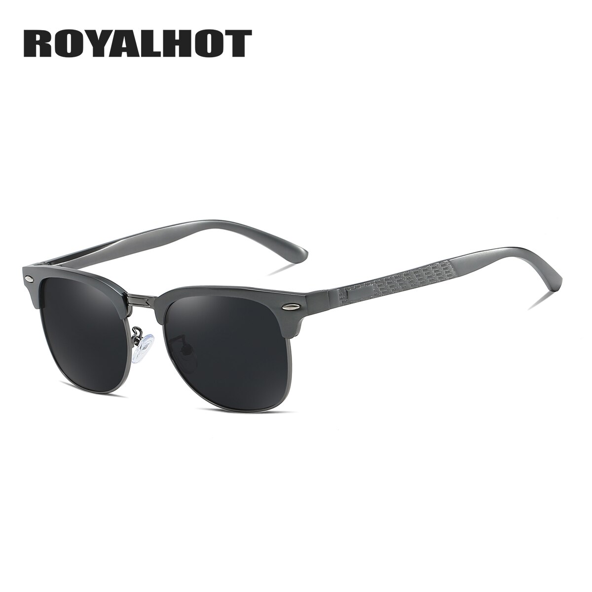 RoyalHot Männer Frauen Polarisierte Sonnenbrille Aluminium Magnesium Halb Rahmen Fahren Sonnenbrille Shades Oculos Männlichen 90089: Grey