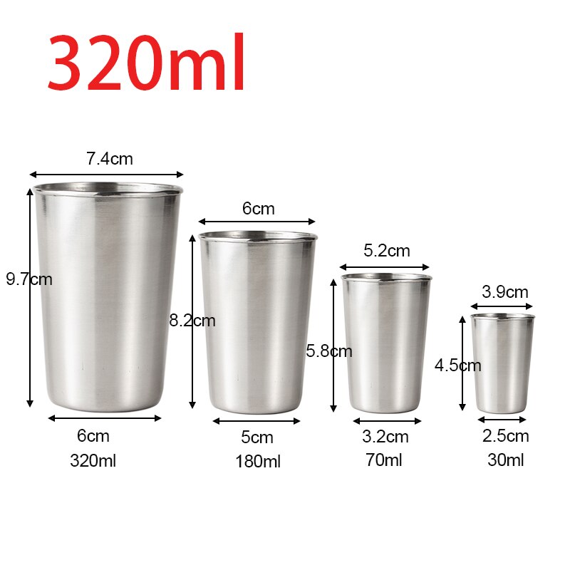 Stainless Steel Shot Glasses Cups Wine Beer Whiskey Mugs 30/70/180/320ml Drinking Glass Outdoor Travel Cup Kitchen Accessories: 320ml