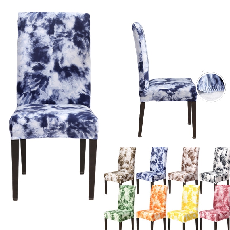 Stretch Dining Chair Covers Slipcovers Removable Chair Protective Covers Tie Dye Chair Cover Spandex Stretch Elastic Slipcovers