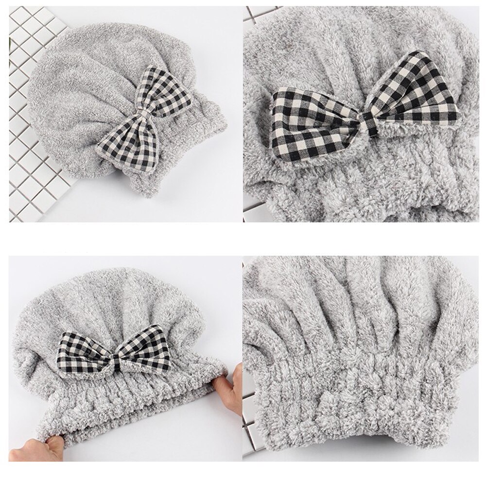 Gorro de fibra de carbón de bambú para mujer, de secado rápido, con lazo, turbante, con capucha con pelo de secado rápido, gorros de baño de agua Magnent