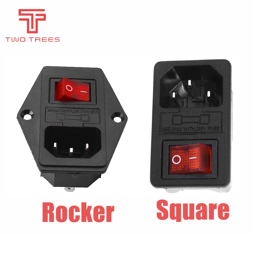 3D Printer Accessoires Rocker Switch Power Connector Plug Stopcontact Schakelaar Spanning Stroom 6A 220 V/110 V