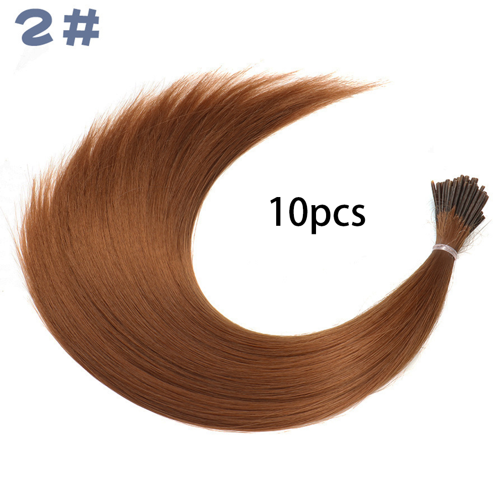Extensiones de cabello sintético de color I-Tip Stick, pelo liso de 16 pulgadas para mujeres, alta temperatura, 10 hebras/paquete de colores: T1B/613