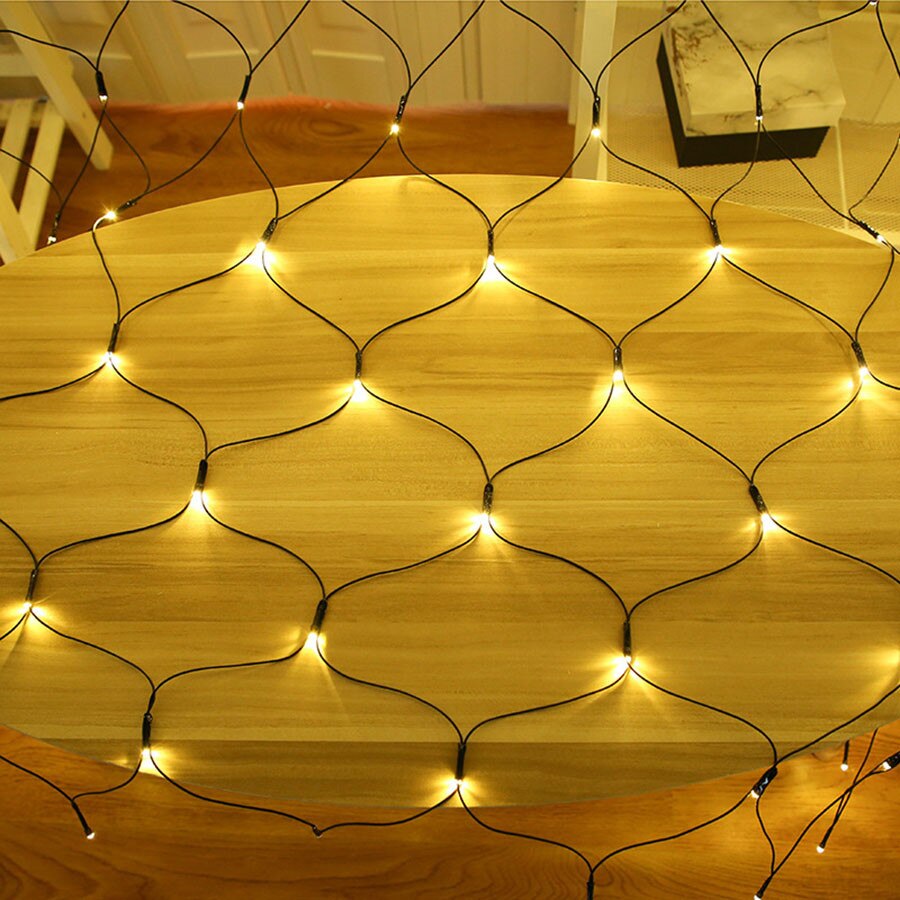 Thrisdar 2 x 3m 204 led zonne-net gaas lichtsnoer kerst zonne-raamgordijn lichtslinger zonne-boom-wikkellicht: Warm wit / 2 x 3m 204 leds