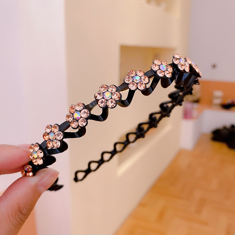 Hair Accessories Flower Rhinestone Pearl Non-Slip Hairbands Elastic Headband Women Hair Hoop Bands Bezel Girls Headdress