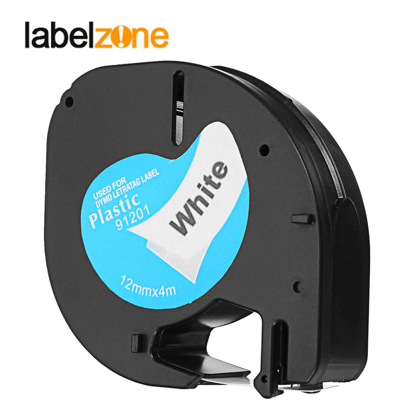 LABELZONE Multicolor Plastic Tape Compatible Dymo Letratag Printers 91201 12mm*4m 91202 91203 91204 91205 12267 for Dymo Printer: Black on White