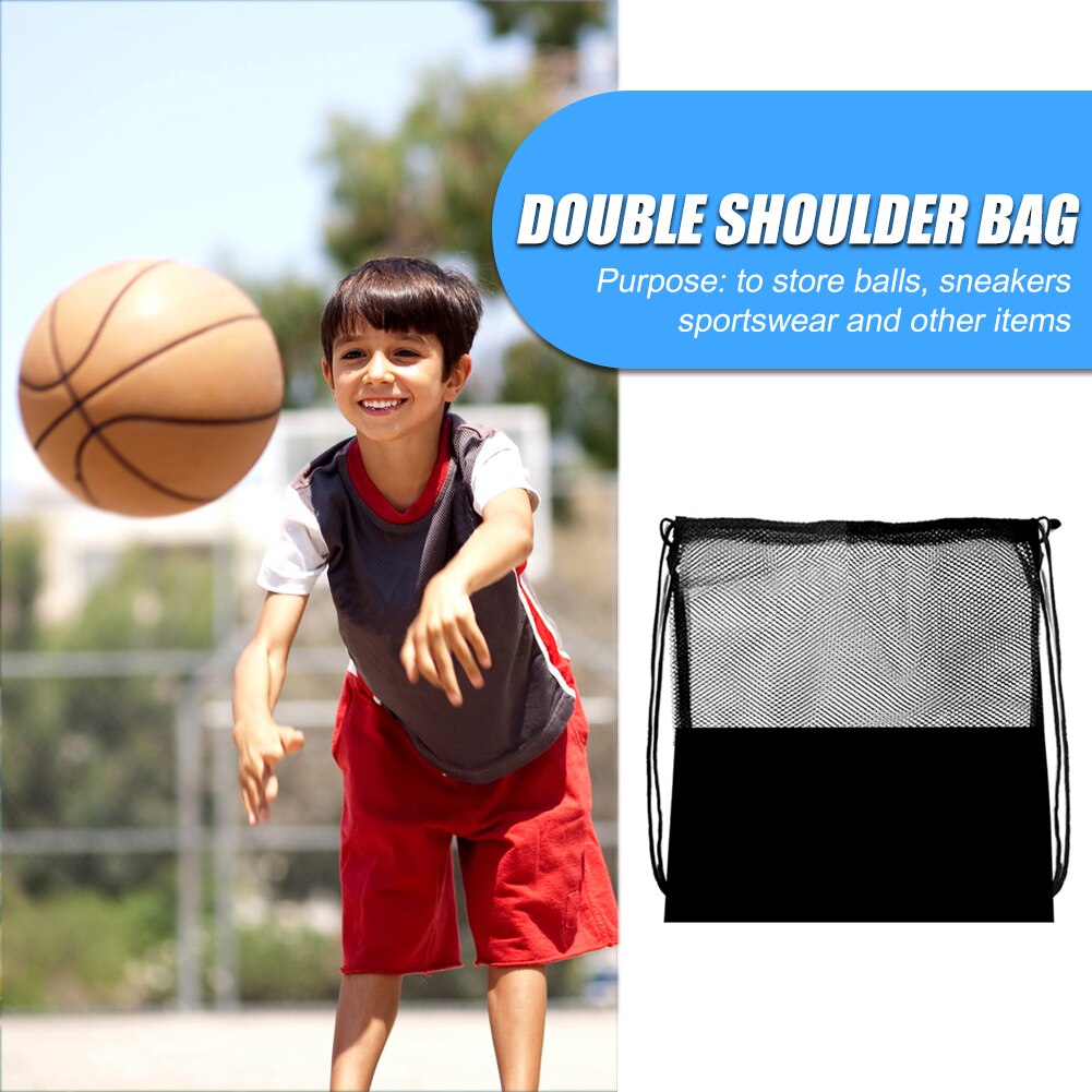 Black Basketball Mesh Bags Portable Multi-function Volleyball Storage Net Pouch Organizer Outdoor Sports Training Bag