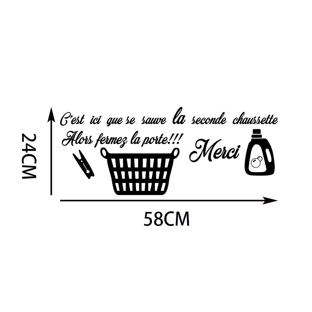Buanderie Lessive Laundry Room Reminder Washing Quotes Signs Wall Sticker Decoration for Washing Utility Room Removable Decals: DW1999