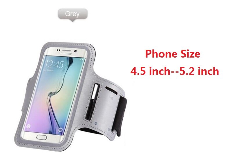 Brazalete para teléfono móvil, funda para iPhone, Samsung, Xiaomi, Huawei, 4,5 ''a 6,3'', funda con soporte para teléfono móvil, brazalete de mano: Size 4.5-5.2(Gray)