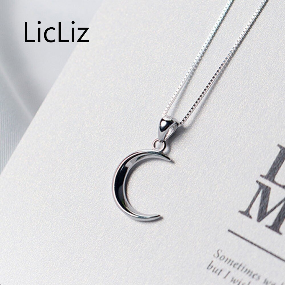 Licliz Trendy 925 Sterling Zilveren Maansikkel Hanger Voor Vrouwen Wit Goud Sieraden Eenvoudige Ketting Hanger Geen Ketting LP0273