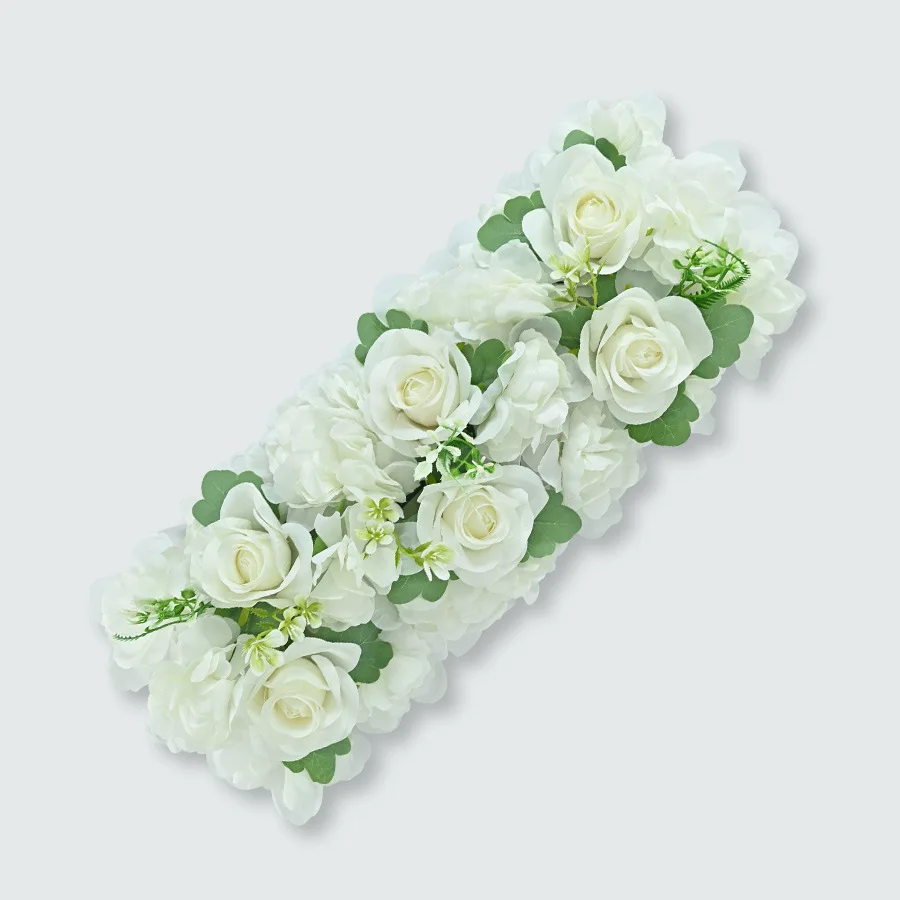 54X23Cm Kunstmatige Roos Streep Bloemstuk Bos Serie Decoratie Bruiloft Scène Scène Kunstmatige Roos Arrangement: WHITE