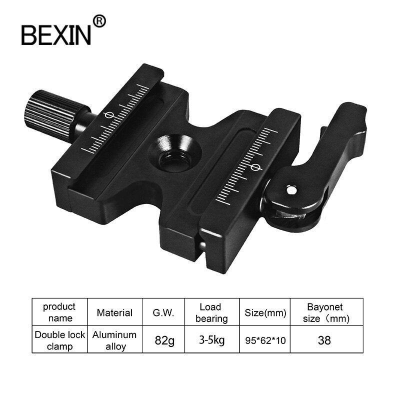 DSLR Camera Double Lock Clamp Tripod Ball Head Adjustable Knob Quick Release Clamp Mount Adapter Clip For Arca Swiss Camera