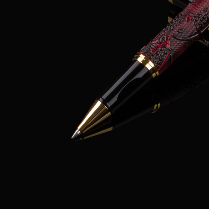 DIKA WEN luxe metalen Balpen Gouden Draak Met Prachtige Patroon Rode Wijn decoratief patroon Roller ball pen