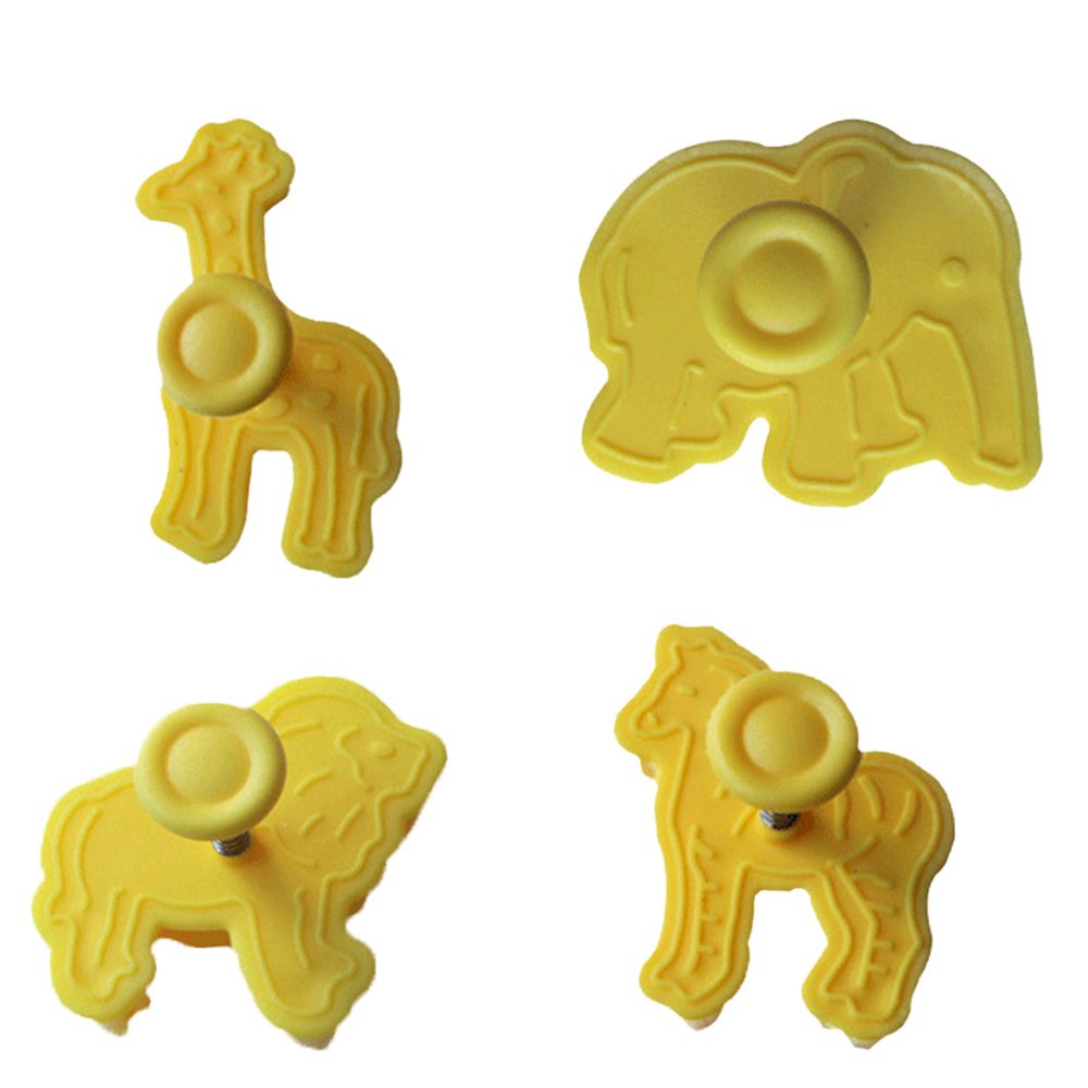 Ausstechformen Elefant Giraffe Löwe Zebra Kuchen Kolben Werkzeuge Gebäck Fondant Keks bilden Tiere Kunststoff Karikatur 4 Teile/satz CI