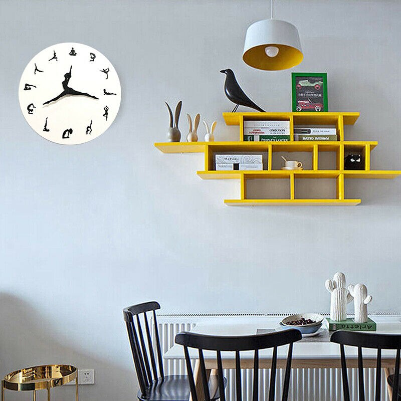 30CM DIY Yoga Pattern Clock Wall Clock Modern Clock Home Decoration Silent Clock Watch Home Decor For Living Room
