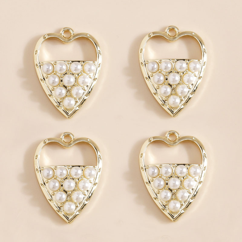 5 pezzi di perle d'imitazione cuore d'amore connettori pendenti per gioielli fai da te creazione di collane fatte a mano bracciali orecchini ciondoli artigianali: orange