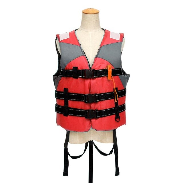 Adult Life Vest Life Jacket With Cross Belt Survival Whistle Outdoor Water Sports Swimming Surfing Boating Fishing Rescuing Tool: Red