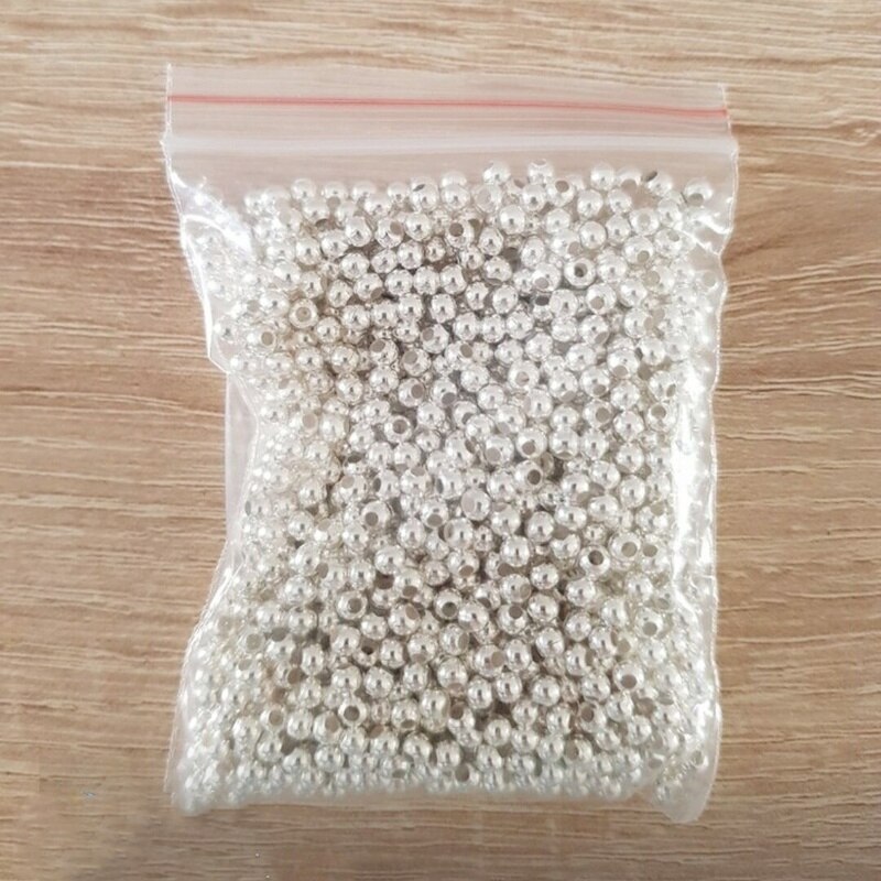 1000 Uds , bañado en plata Metal espaciadores redondas de accesorios para DIY pulsera de pendiente de collar de joyería de 3mm