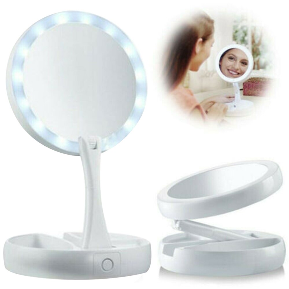 Table Mirror Mirrors 90 ° Rotation Luminous LED Li... – Grandado