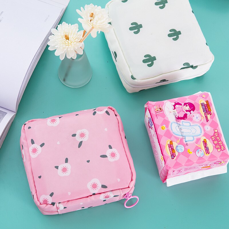 Sanitary Towel Napkin Pad Tampon Purse Organizer Pouch Large Capacity Sanitary Cotton Aunt Towel Storage Bags Storage Tools