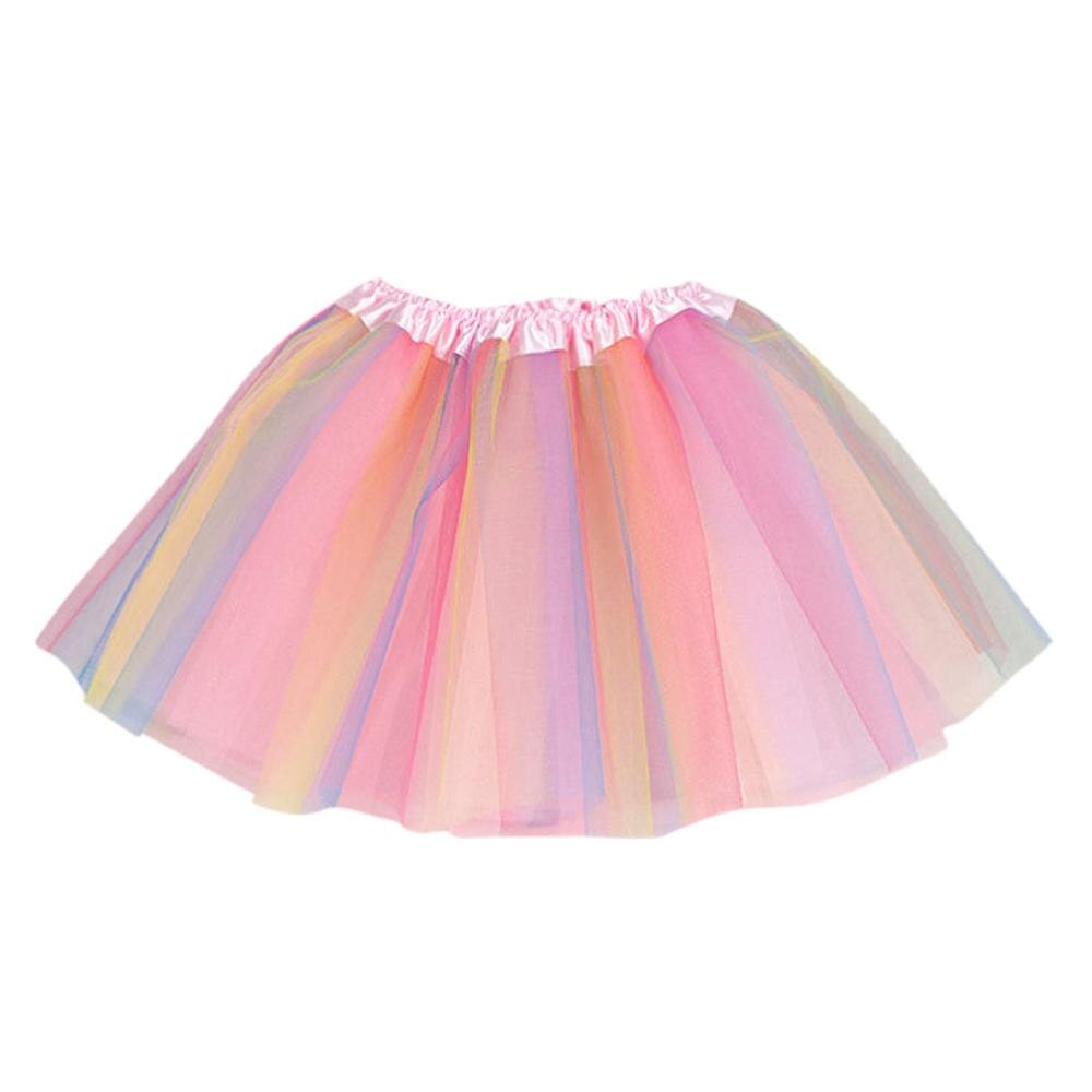 Baby Meisjes Rok Kinderen Tutu Tulle Party Dance Ballet Peuter Rainbow Baby Kostuum Rok Popeline Mini Multicolor Rok & xs: Pink