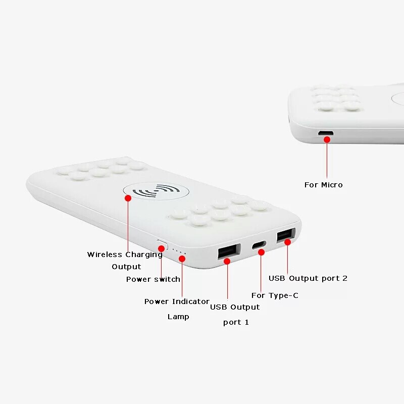 Externe Batterij Bank Ingebouwde Qi Draadloze Draagbare Oplader Powerbank 10000 Mah Power Bank Draadloze Oplader Voor Iphone Samsung