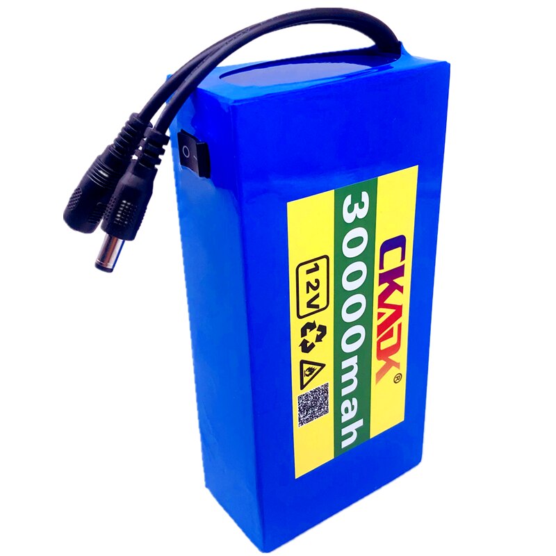 100% Portable 12v 30000mAh Lithium-ion Battery pack DC 12.6V 30Ah battery With EU Plug+12.6V1A charger