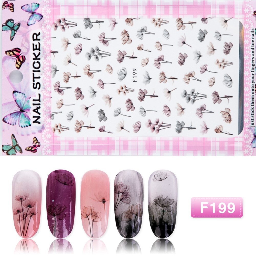 1pcs 3D Bloeiende Bloem Nail Stickers Zelfklevende Nail Art Stickers Bloem Leaf Nail Sticker en Sticker Nail Art Tips DIY Decoratie: F199