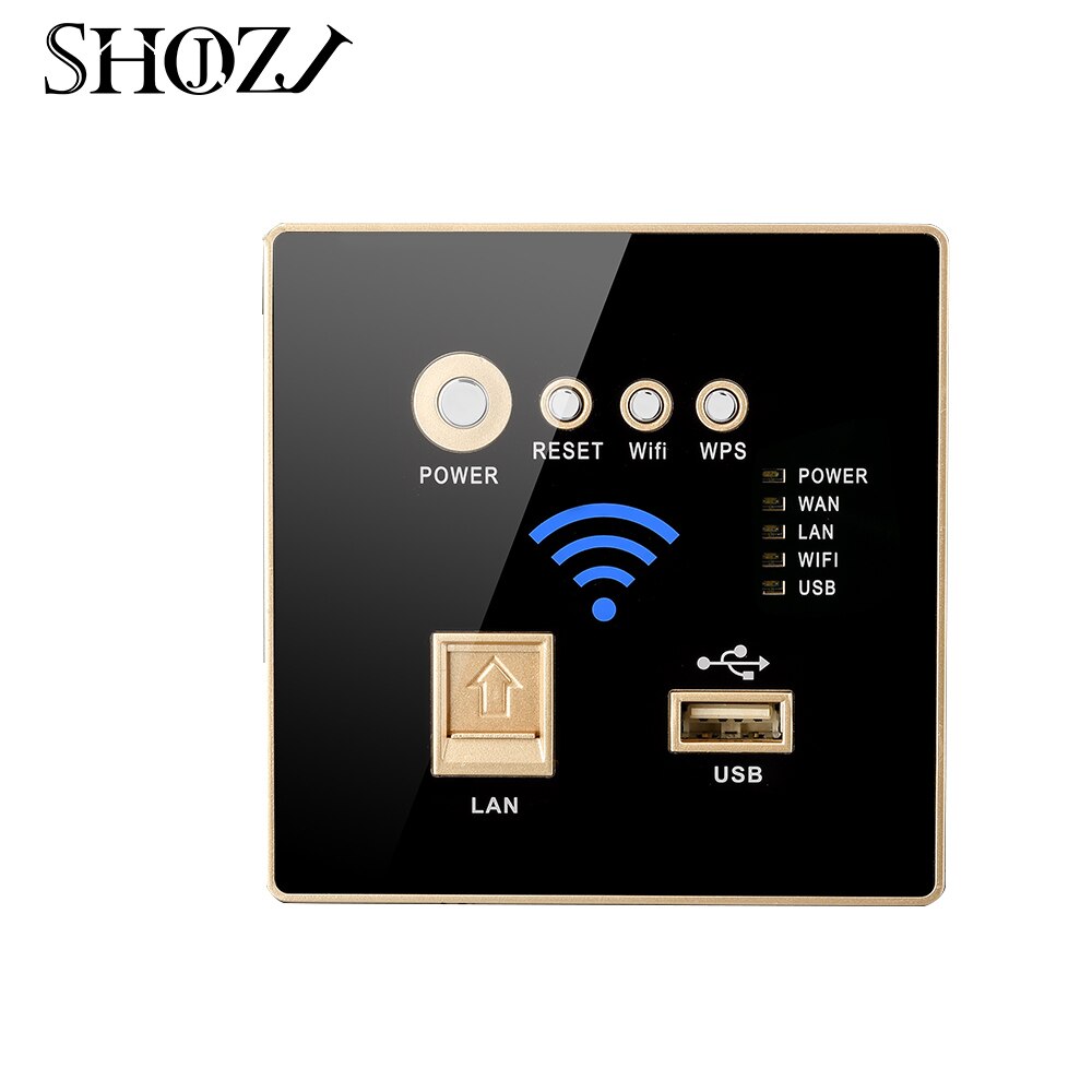 Repetidor WiFi 300 Mbps Antena de pared Dual de AP inalámbrico integrado router WIFI USB Panel toma de carga con SHOJZJ