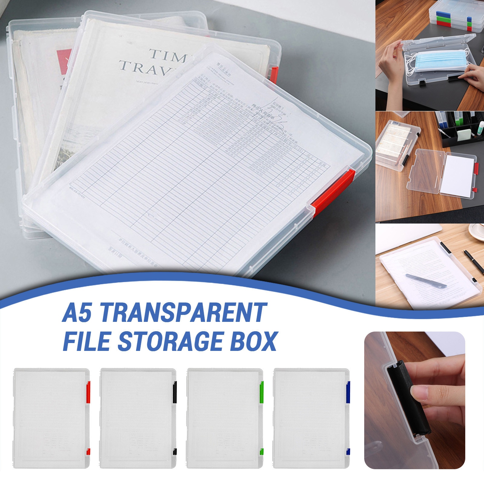 Data Storage A5 Transparent Storage Box Clear Plastic Document Paper Filling Case File Box Important Document,nvoice#p30