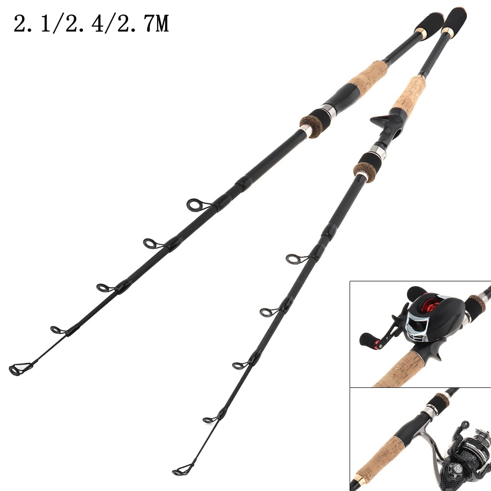 2.7m Lure Rod 7 Section Simulation Wood Grain Carbon Spinning Fishing Rod Travel Rod Casting Fishing Pole Saltwater Rod Spinning