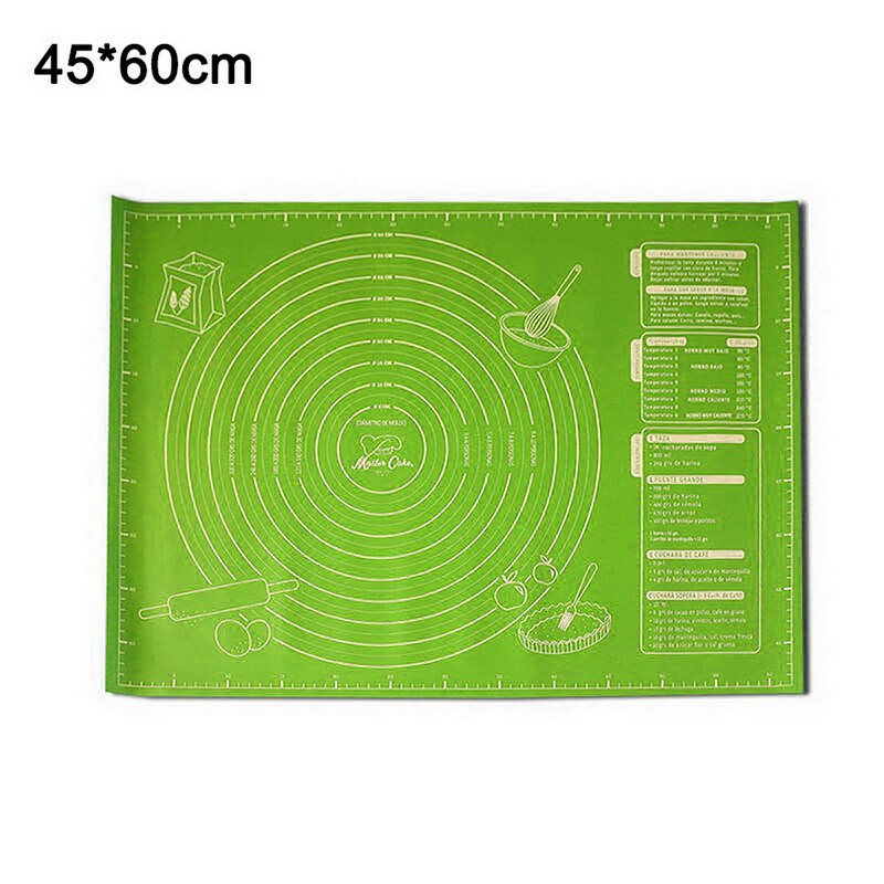 Kneading Dough Mat Silicone Baking Mat Pizza Dough Mat Maker Pastry Kitchen Cooking Gadgets Bakeware Kneading Pad Accessories: 45x65cm green