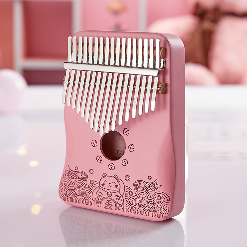 Thumb Piano Roze Kalimba 17 Sleutel Kalimba Vinger Duim Piano Kalimba Gewone Model Elektrische Doos Model Handheld Muziekinstrument: Cat Ordinary