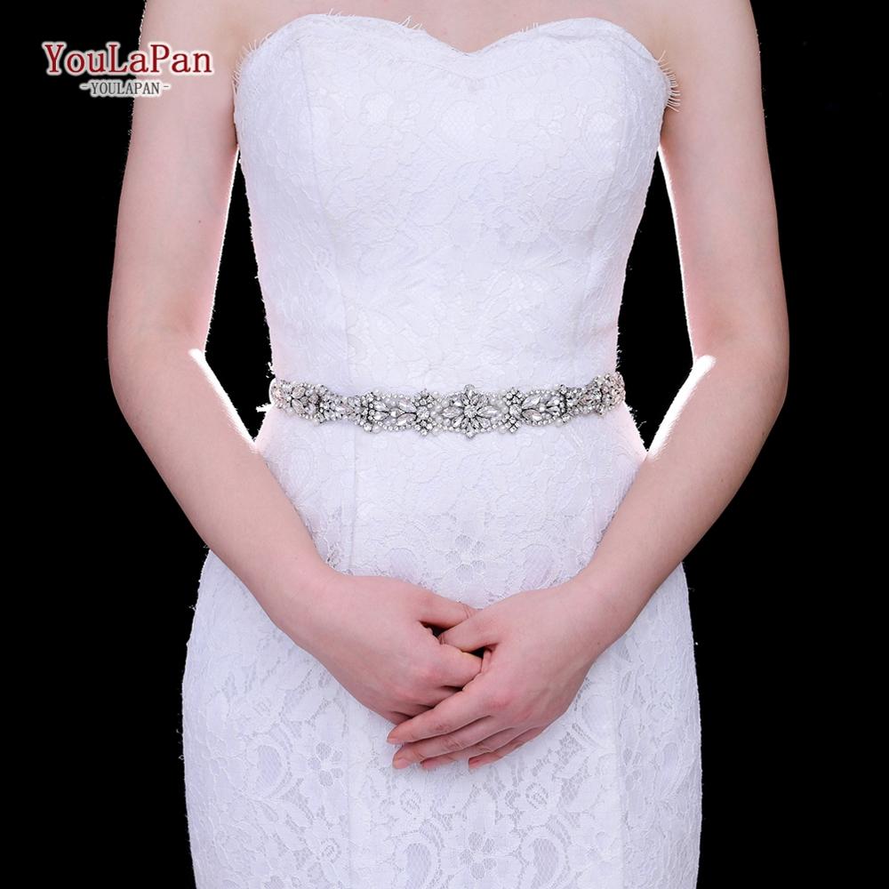 YouLaPan S442 Silver Diamond Wedding Belts Decorative Belt for Women Crystal Wedding Belt Bridesmaid Dress Belt for Formal Dress