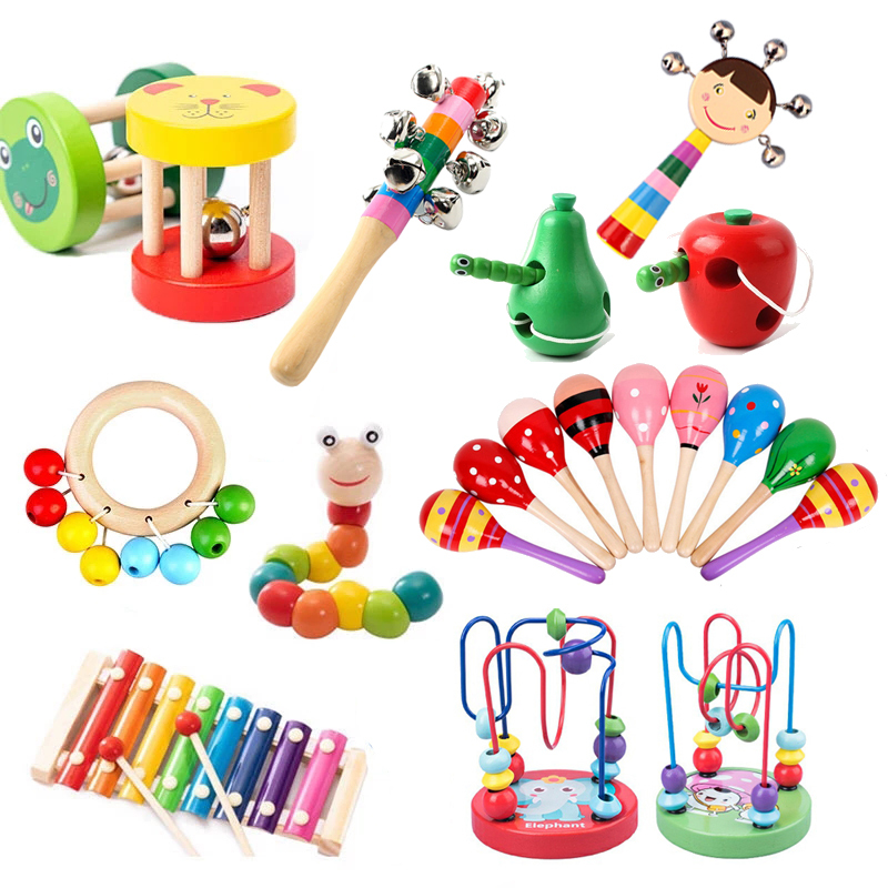 Baby Speelgoed Montessori Houten Rammelaars Zand Hamer Verlichting Houten Blokken Puzzel Game Development Baby Speelgoed 0 12 Maanden