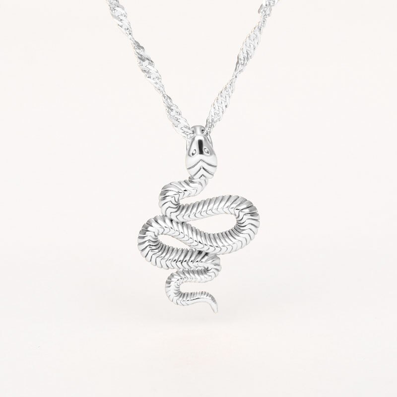 Stainless Steel Snake Necklace Cute Animal Snake Pendant Necklace For Women Temperament Snake Pendant Necklace Jewelry: Silver Plated